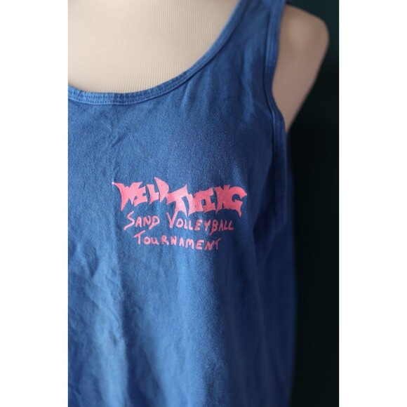 Vintage Tank Top Neon Surfer 90s Sand Volleyball Tournament Muscle Men's L - Picture 3 of 12